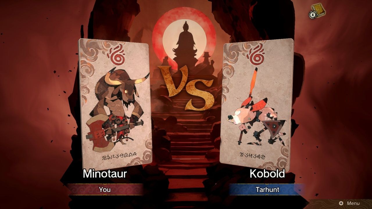 Minotaur and Kobold cards are about to face off in a duel.