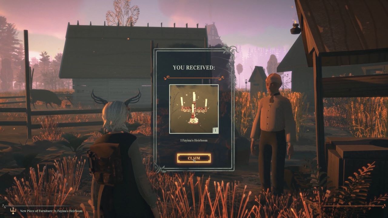 Reka receives an heirloom from a grateful villager in town.