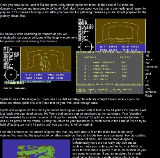 Questron (Commodore 64) screenshots and images