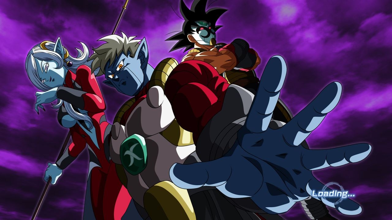 A load screen features character art from Dragon Ball.