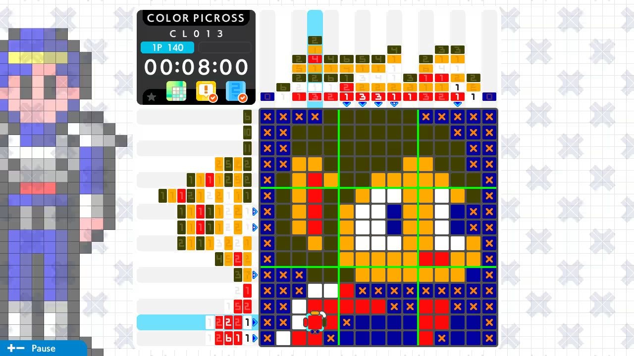 A closeup of another puzzle being solved, this one depicting Alex Kidd.