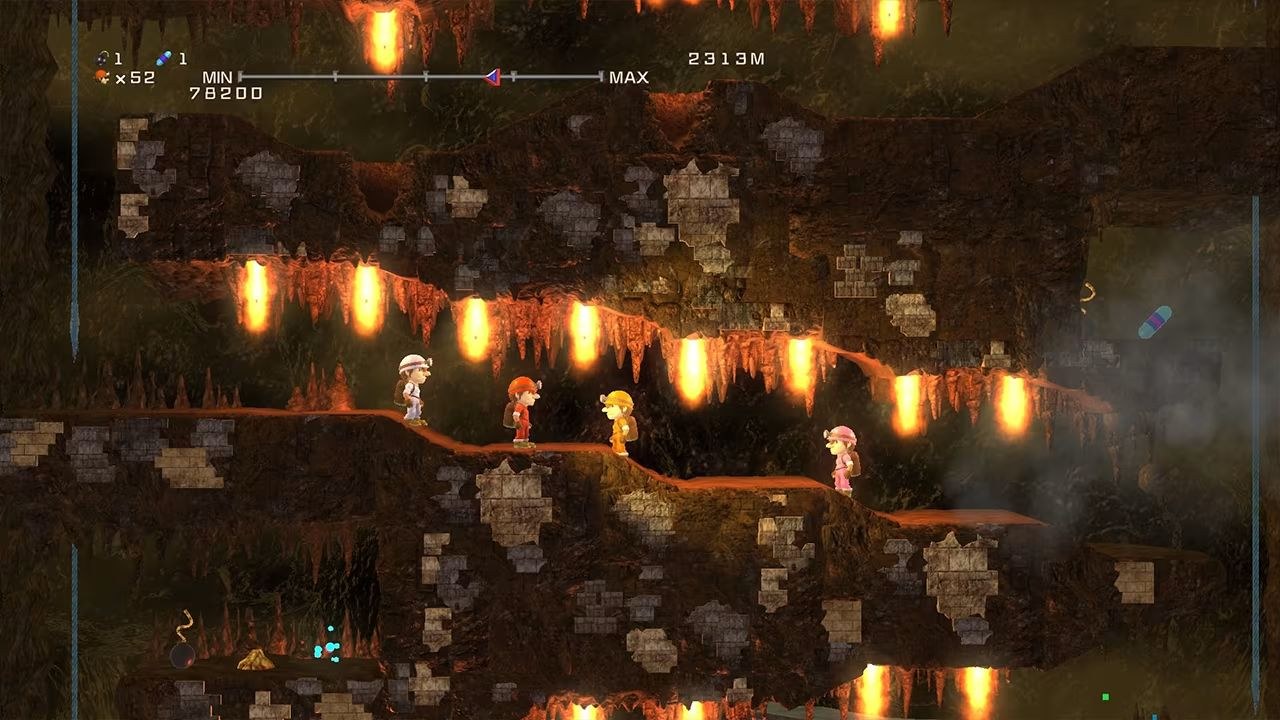 Characters face each other in a small corridor with a low ceiling.