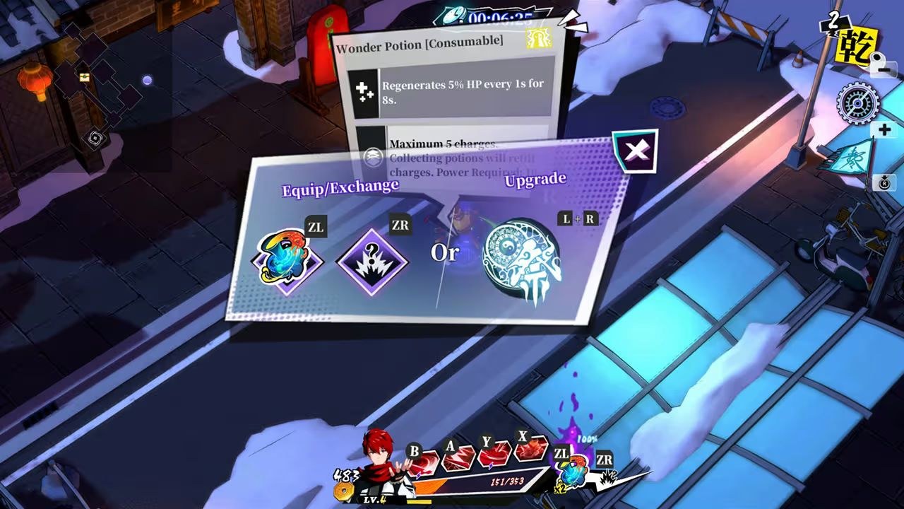 A screen with a wonder potion selected.