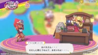 A character stands along the left side of the screen in an item shop, looking dismayed as the fox character behind the counter laughs.
