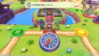 On the board, at the apparent starting place, a fighter character spins a 4 on the wheel.