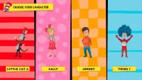 The player selection screen shows several characters: Little Cat A, Sally, Johnny, and Thing 1.