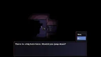 The party has encountered a big hole in the floor and is thinking about jumping down into the blackness.